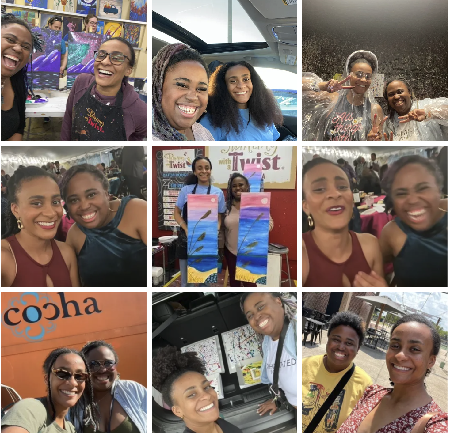 2 black women in various photos enjoying life